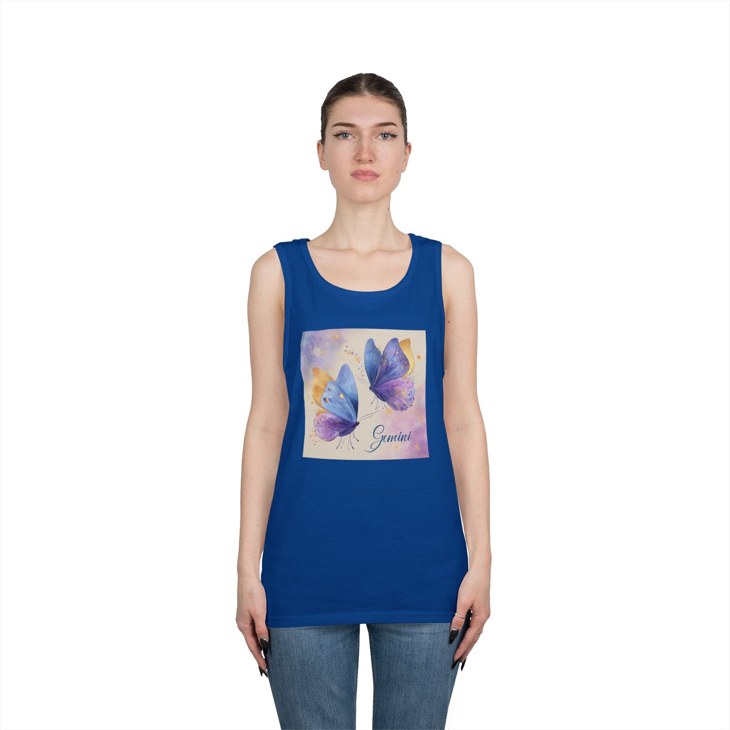Butterfly Graphic Tank Top | Unisex Heavy Cotton Sleeveless Tee, Summer Wardrobe, Gift for Nature Lovers, Casual Outfit, Butterfly Decor