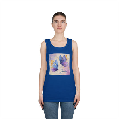 Butterfly Graphic Tank Top | Unisex Heavy Cotton Sleeveless Tee, Summer Wardrobe, Gift for Nature Lovers, Casual Outfit, Butterfly Decor
