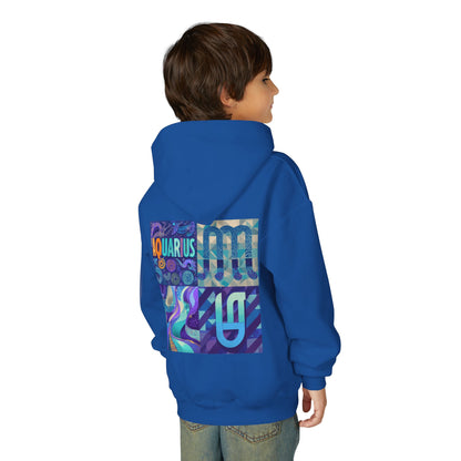Aquarius Youth Hooded Sweatshirt, Zodiac Sweatshirt, Astrology Gift, Personalized Hoodie, Gift for Teens, Astrology Apparel