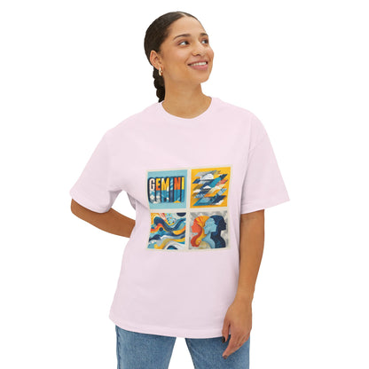 Gemini Vibes Boxy Tee - Unisex Oversized Graphic Shirt, Birthday Gift, Zodiac Apparel, Astrology Lover, Casual Wear