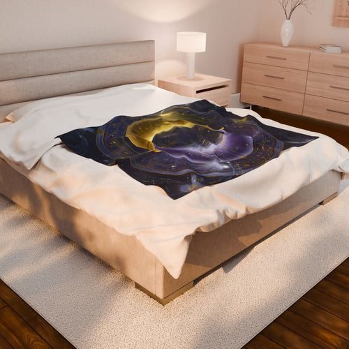 Celestial Velvet Blanket, Cozy Throw for Stargazers, Dreamy Home Decor, Spiritual Gift, Galactical Design for Meditation