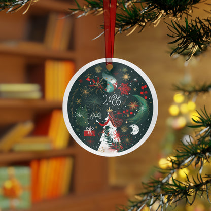 2026 Holiday Queen illustration Metal Ornament | Christmas tree decoration, festive stars