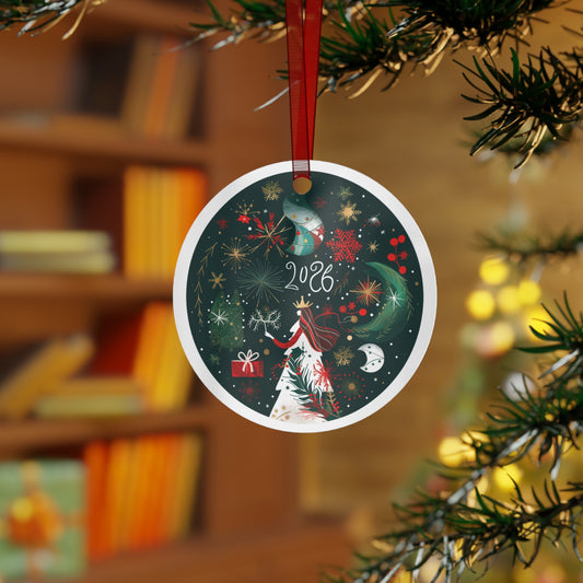 2026 Holiday Queen illustration Metal Ornament | Christmas tree decoration, festive stars
