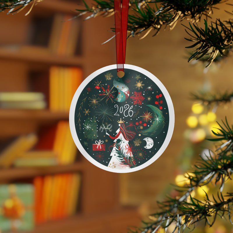 2026 Holiday Queen illustration Metal Ornament | Christmas tree decoration, festive stars