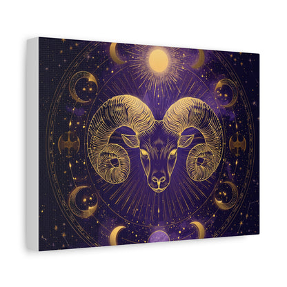 Astrological Aries Canvas Print, Cosmic Art Wall Decor, Zodiac Gift, Boho Home Decoration, Astrology Wall Art