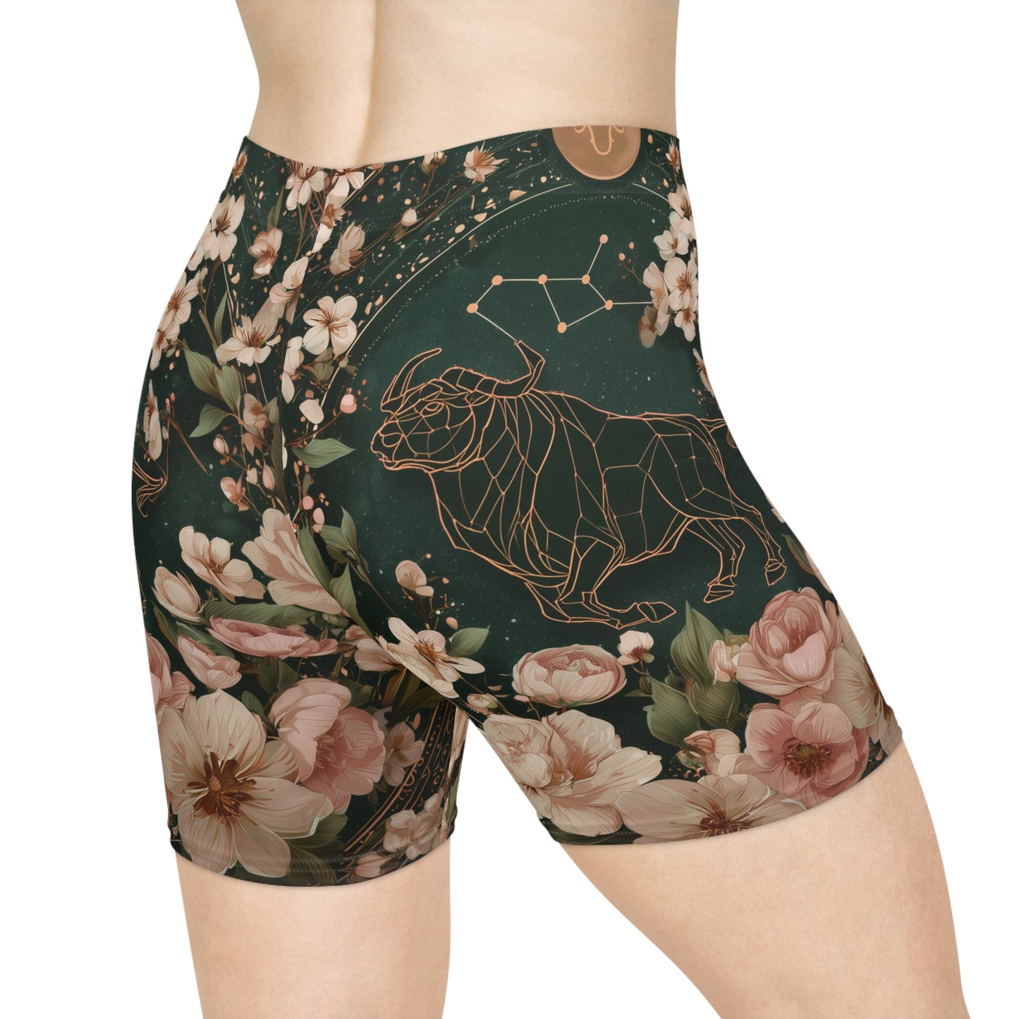 Floral Zodiac Women's Biker Shorts, Trendy Activewear, Summer Fitness, Gift for Her, Yoga and Cycling Shorts