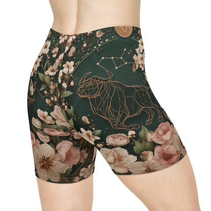 Floral Zodiac Women's Biker Shorts, Trendy Activewear, Summer Fitness, Gift for Her, Yoga and Cycling Shorts