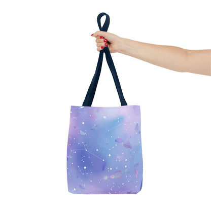 Celestial Tote Bag, Starry Sky Canvas Bag, Colorful Reusable Shopping Tote, Gift for Astronomers, Trendy Eco-Friendly Tote