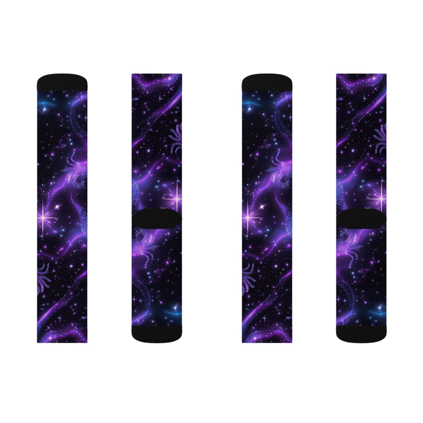 Water Element Cancer Socks | ♋ Cosmic Crab | Psychedelic Galaxy Crew Socks