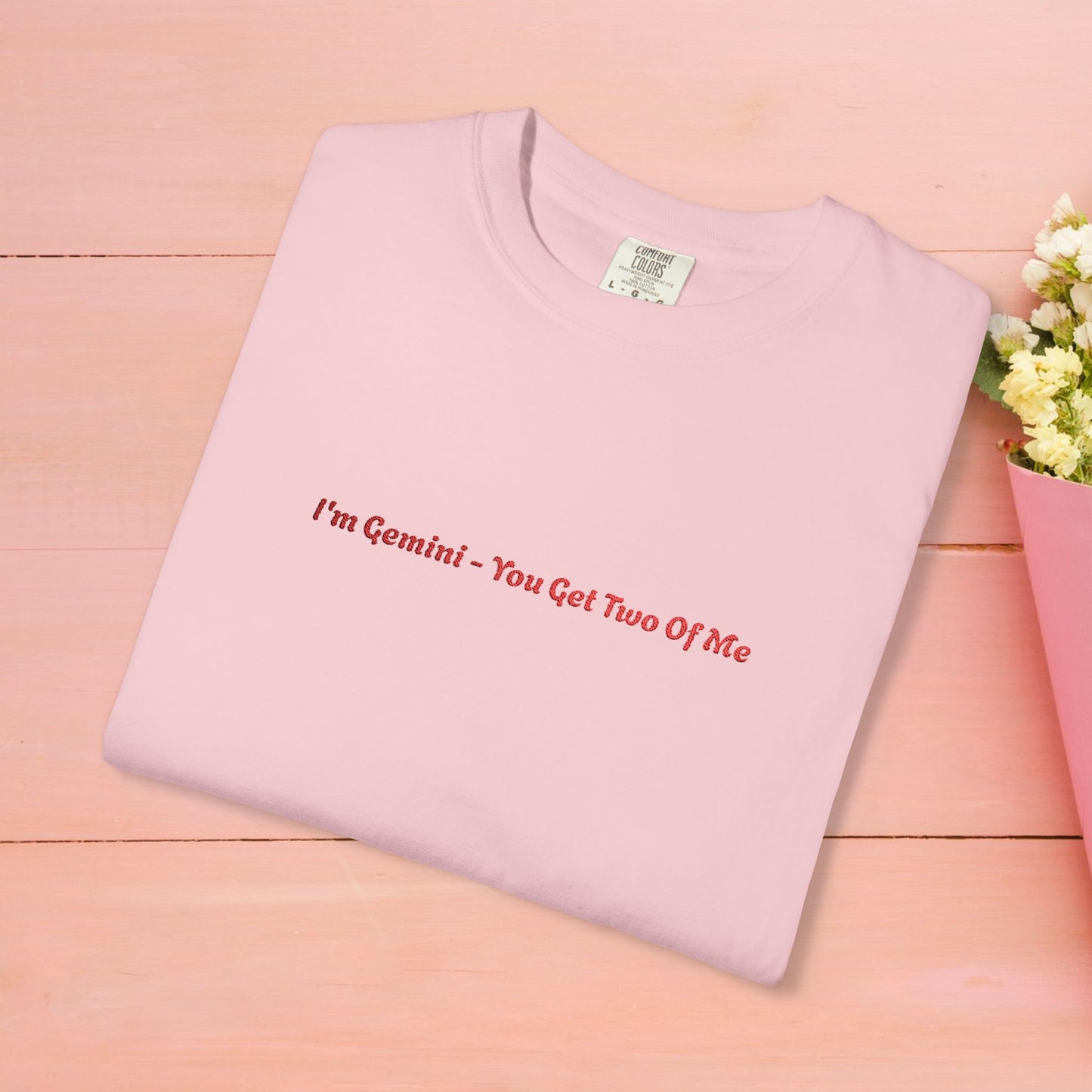 I’m Gemini- You Get Two Of Me - Embroidery Gemini T-shirt, Zodiac Tee, Astrology Shirt, Twin Sign Apparel, Horoscope Top