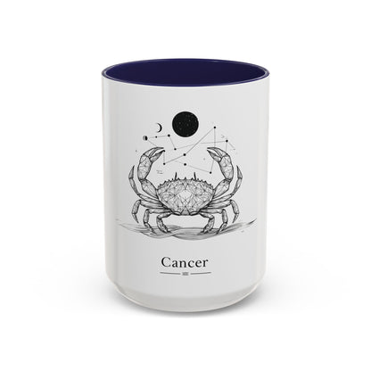 Cancer Zodiac Accent Coffee Mug - Astrology Gift, Personalized Mug, Celestial Design, Horoscope Lover, Zodiac Sign Coffee Cup