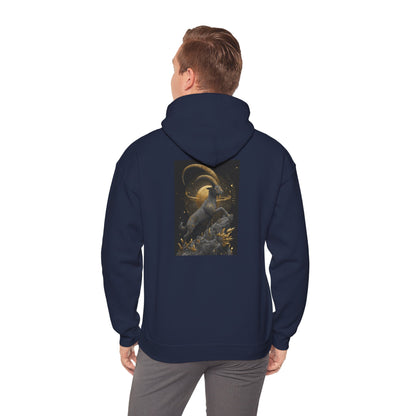 Capricorn Earth Element Cosmic Art Hoodie - Zodiac Achiever Pullover, Astrology Gift, Celestial Mountain Design