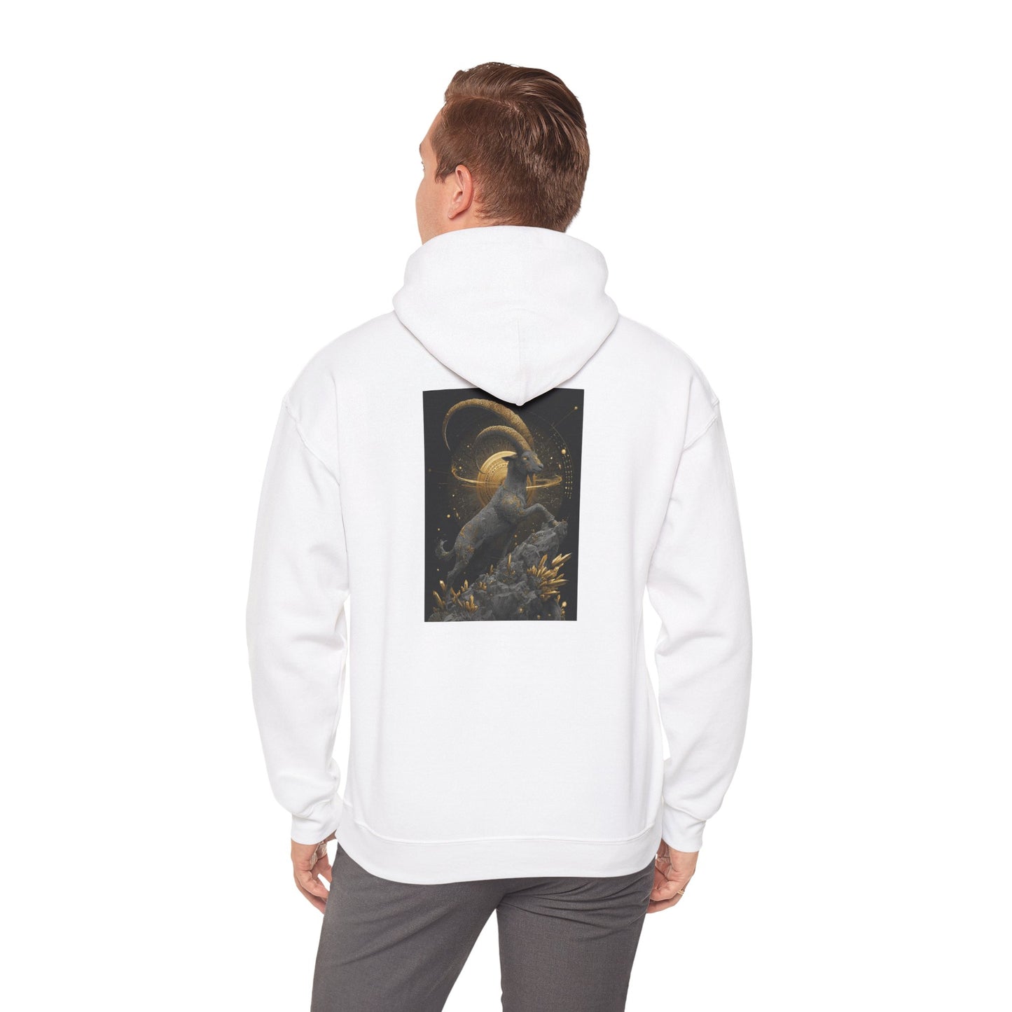 Capricorn Earth Element Cosmic Art Hoodie - Zodiac Achiever Pullover, Astrology Gift, Celestial Mountain Design