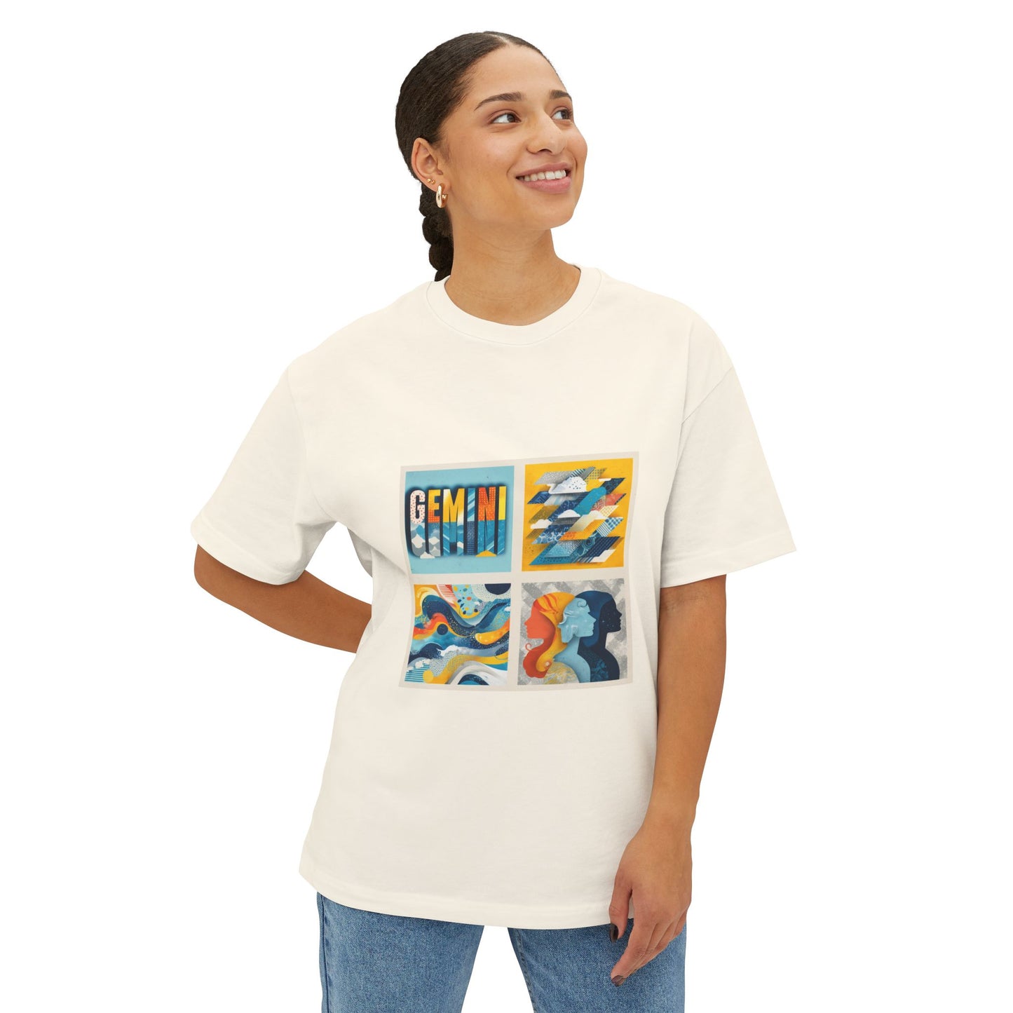 Gemini Vibes Boxy Tee - Unisex Oversized Graphic Shirt, Birthday Gift, Zodiac Apparel, Astrology Lover, Casual Wear