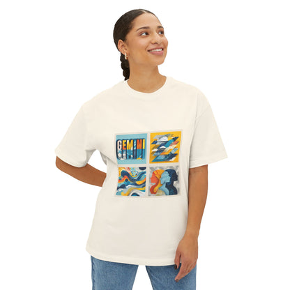 Gemini Vibes Boxy Tee - Unisex Oversized Graphic Shirt, Birthday Gift, Zodiac Apparel, Astrology Lover, Casual Wear