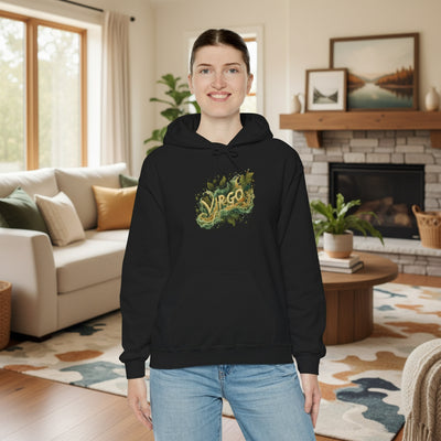 Virgo Zodiac Hoodie – Green Botanical Astrology Graphic Sweatshirt