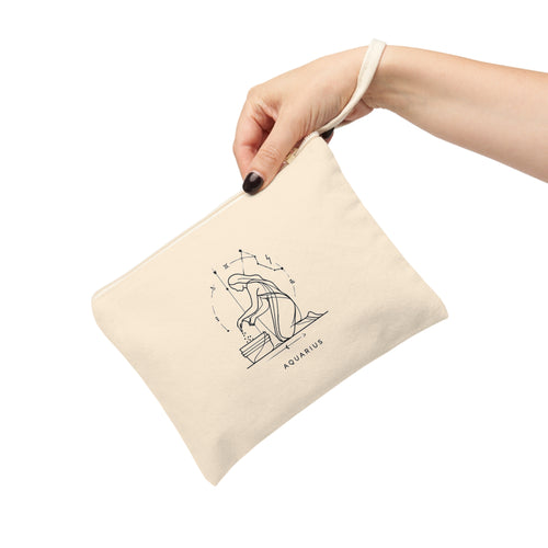 Aquarius Zodiac Accessory Pouch, Astrological Gift for Astrology Lovers, Zodiac Sign Pouch, Horoscope Makeup Bag, Celestial Storage