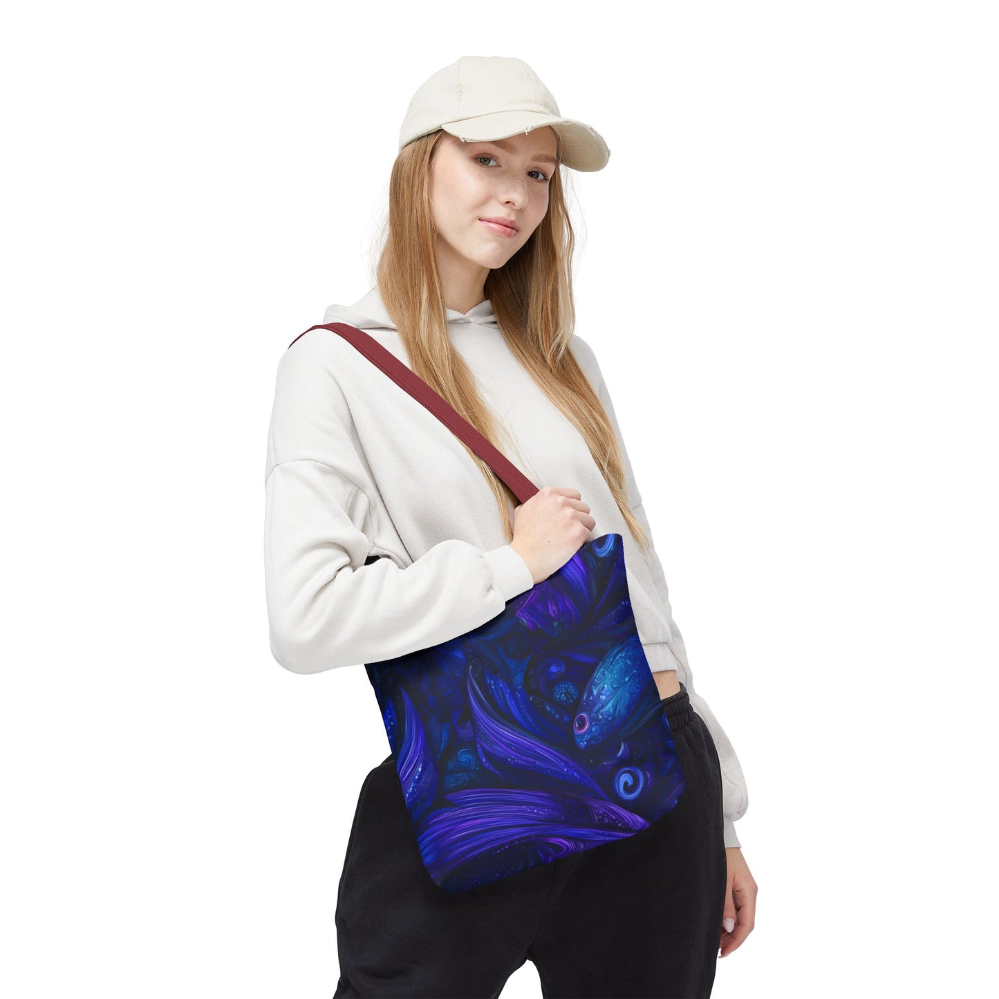 Mystical Fish Tote Bag, Bohemian Shoulder Bag, Eco-Friendly Shopping Bag, Art Lover Gift, Beach Bag, Colorful AOP Bag