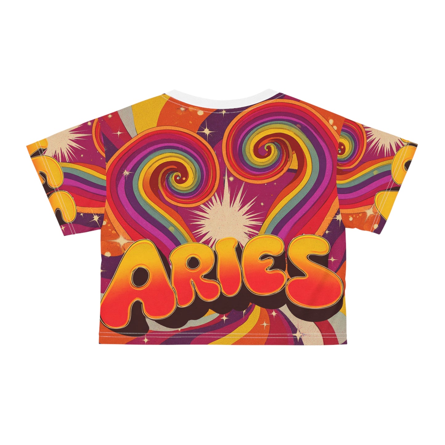 Colorful Aries Crop Tee, Astrology Shirt, Zodiac Apparel, Boho Fashion, Festival Wear, Birthday Gift