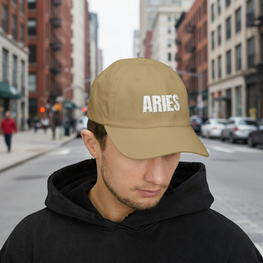 Aries Dad Cap — Distressed Zodiac Baseball Hat