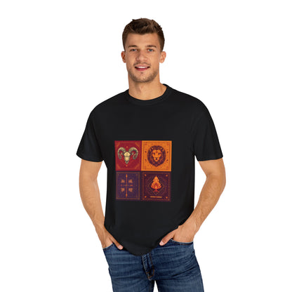 Garment-Dyed Graphic T-Shirt - Bohemian Vibe, Perfect for Festivals, Unique Gift for Creatives, Casual Wear, Astrology Lovers