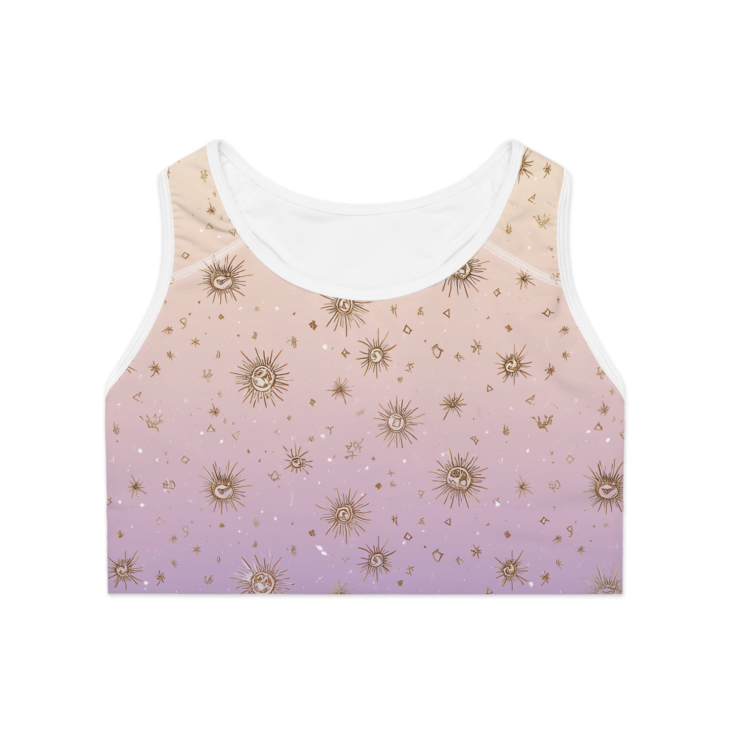 Boho Sunburst Sports Bra, Workout Top, Yoga Bra, Fitness Apparel, Athleisure Wear, Activewear for Women