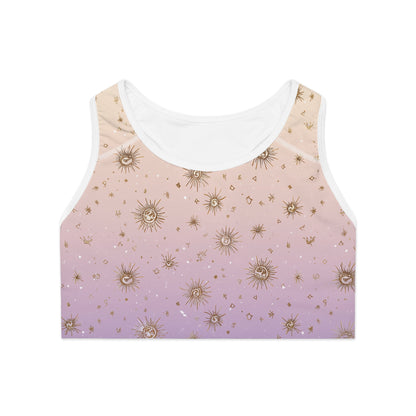 Boho Sunburst Sports Bra, Workout Top, Yoga Bra, Fitness Apparel, Athleisure Wear, Activewear for Women