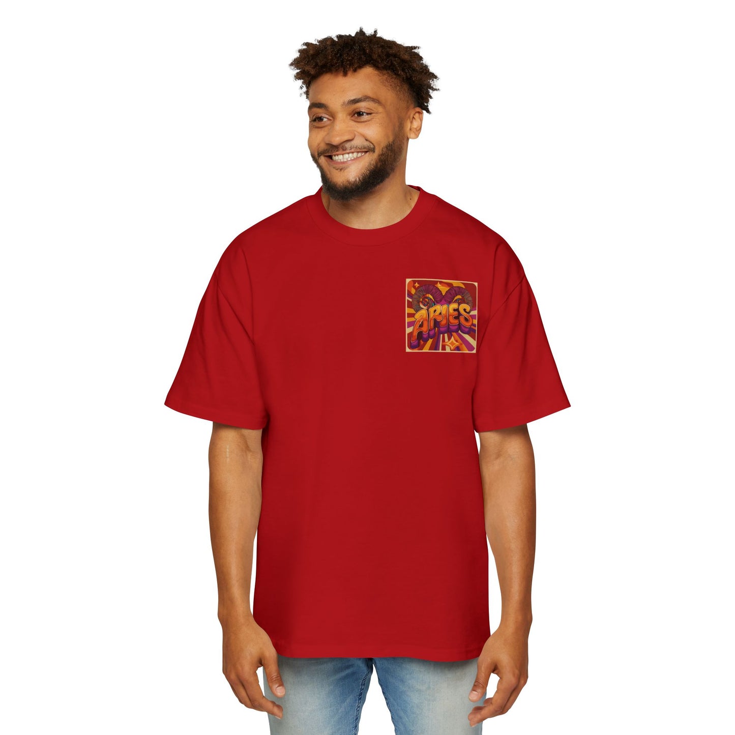 Bold Aries Graphic Oversized Tee, Perfect for Astrology Lovers, Casual Wear, Birthday Gift, Aries Season Apparel, Unisex Tee