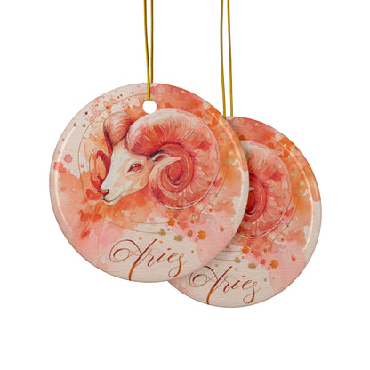 Ceramic Zodiac Ornaments, Aries Design, Personalized Gift, Holiday Decor, Astrology Keepsake, Unique Christmas Decoration, Home Accent