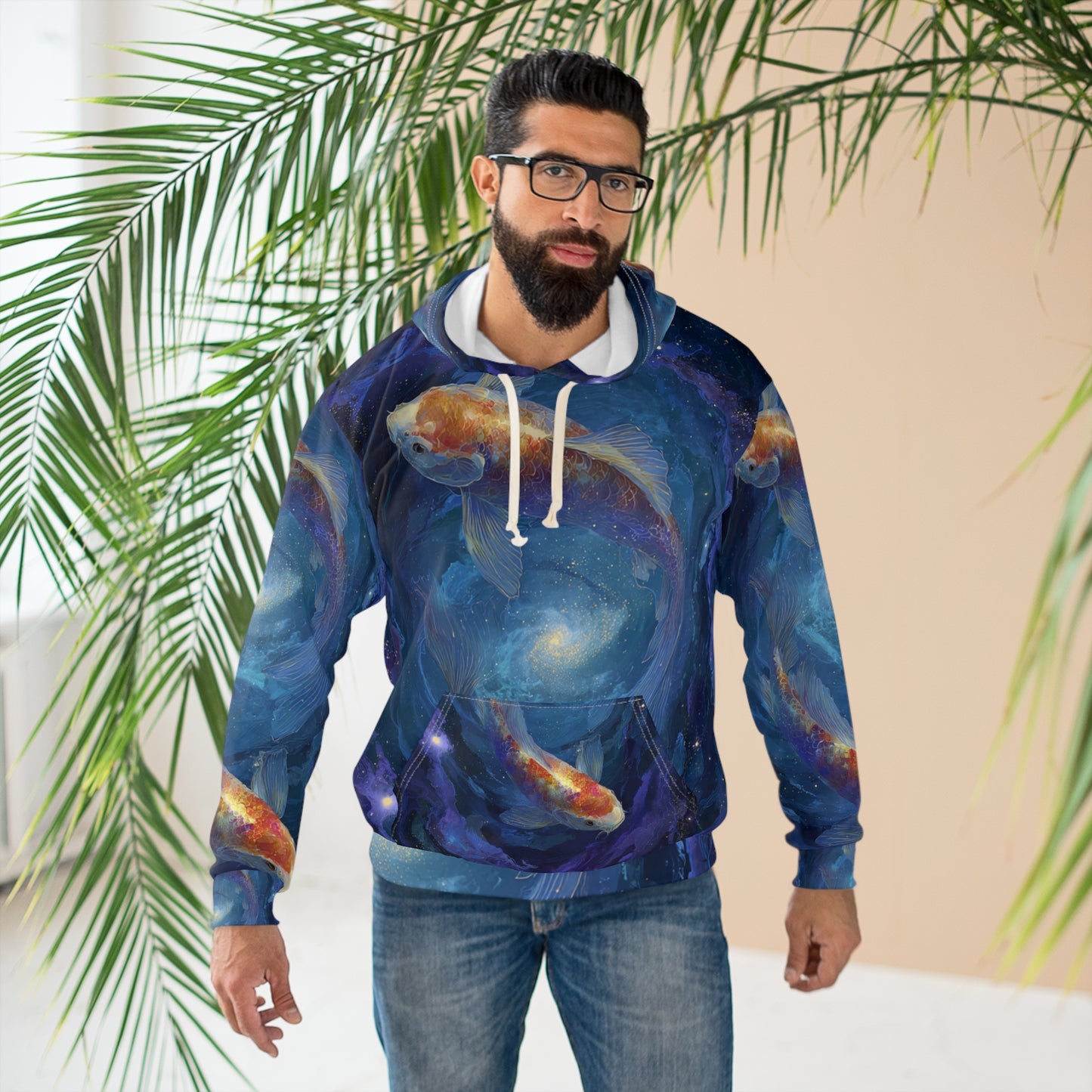 Cosmic Koi Fish Hoodie - Galaxy Art Pullover, Unisex Sweatshirt, Gift for Fish Lovers, Space Age Apparel, Zen Fashion