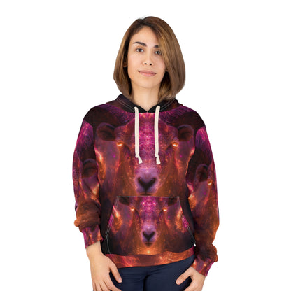Aries Fire Element Mystical Ram Hoodie - Zodiac Leader Pullover, Astrology Gift, Celestial Warrior Design