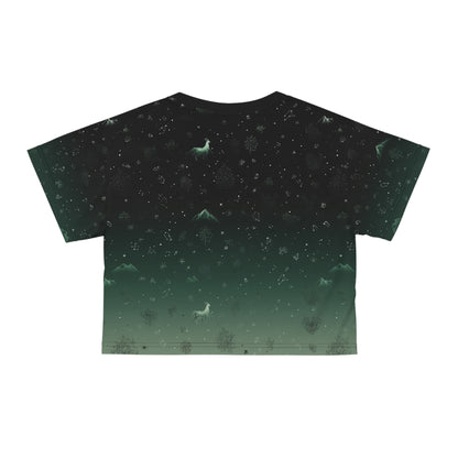 Mysterious Night Crop Tee, Cozy Animal Print Top, Nature-Inspired T-Shirt, Festival Fashion Shirt, Summer Chill Wear