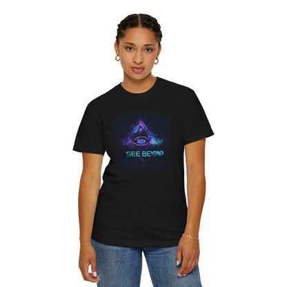 Mystical Eye Graphic T-shirt - See Beyond, Trendy Unisex Apparel for Festivals, Gifts, Casual Wear, Spiritual Events