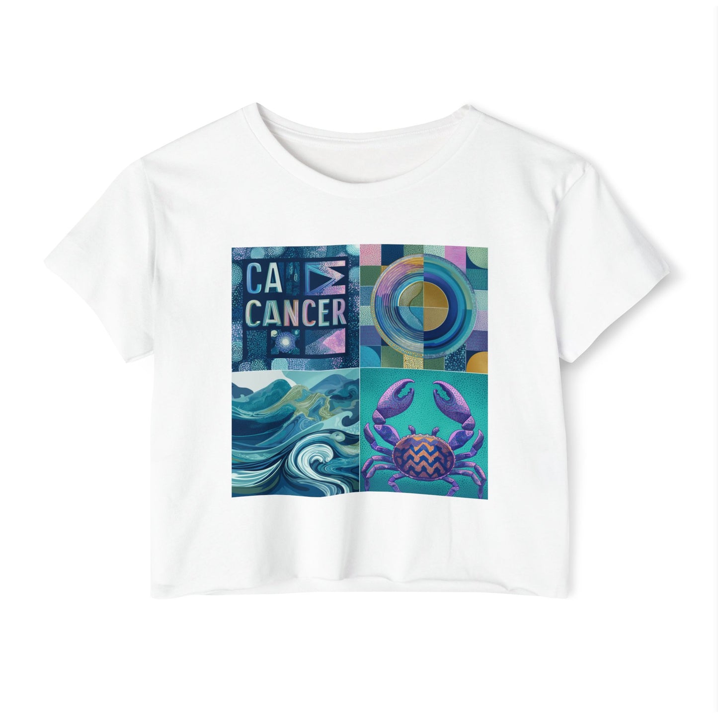 Vibrant Women's Festival Crop Top - Celebrate Cancer Season, Boho Chic, Summer Vibes, Casual Wear, Artsy Style