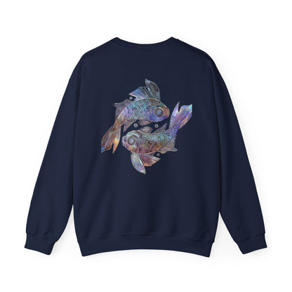 Water Element Pisces Crewneck Sweatshirt | ♓ Mystical Fish | Psychedelic Zodiac Apparel