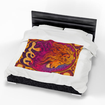 Vibrant Leo Velveteen Plush Blanket | Soft Throw for Astrology Lovers, Cozy Home Decor, Leo Gifts, Zodiac Blanket, Leo Season