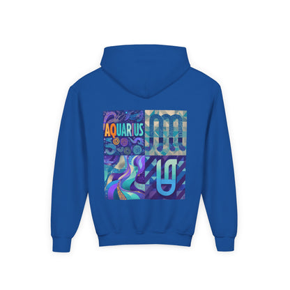 Aquarius Youth Hooded Sweatshirt, Zodiac Sweatshirt, Astrology Gift, Personalized Hoodie, Gift for Teens, Astrology Apparel