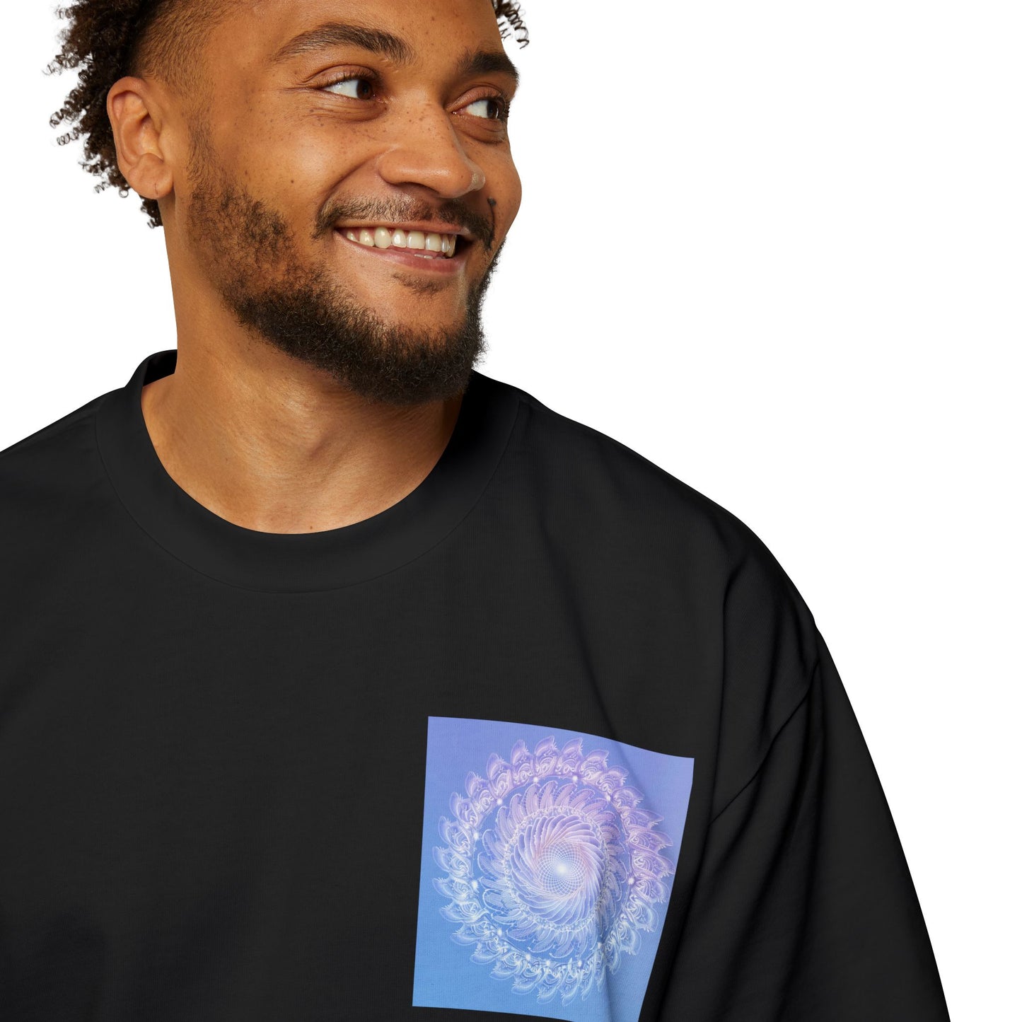 Men's Heavy Oversized Tee with Spiraled Design, Comfortable Graphic Fashion, Casual Wear, Relaxed Fit Top, Gift for Art Lovers