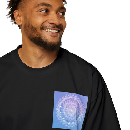 Men's Heavy Oversized Tee with Spiraled Design, Comfortable Graphic Fashion, Casual Wear, Relaxed Fit Top, Gift for Art Lovers