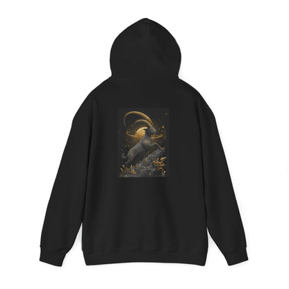 Capricorn Earth Element Cosmic Art Hoodie - Zodiac Achiever Pullover, Astrology Gift, Celestial Mountain Design