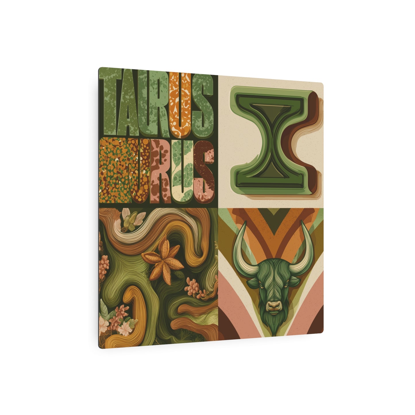 Retro Taurus Metal Art Sign, Zodiac Decor, Astrology Wall Art, Taurus Gift, Bohemian Home Decor, Unique Metal Sign