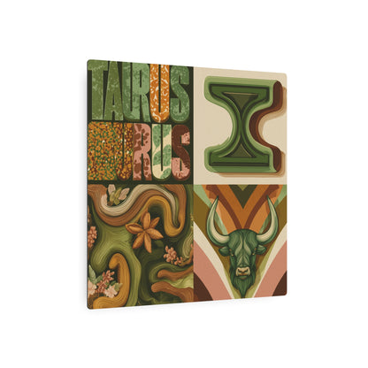 Retro Taurus Metal Art Sign, Zodiac Decor, Astrology Wall Art, Taurus Gift, Bohemian Home Decor, Unique Metal Sign