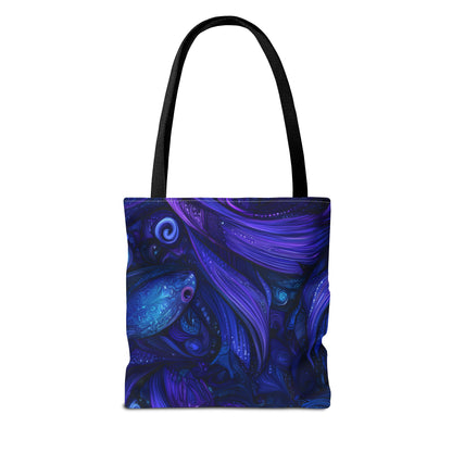 Mystical Fish Tote Bag, Bohemian Shoulder Bag, Eco-Friendly Shopping Bag, Art Lover Gift, Beach Bag, Colorful AOP Bag