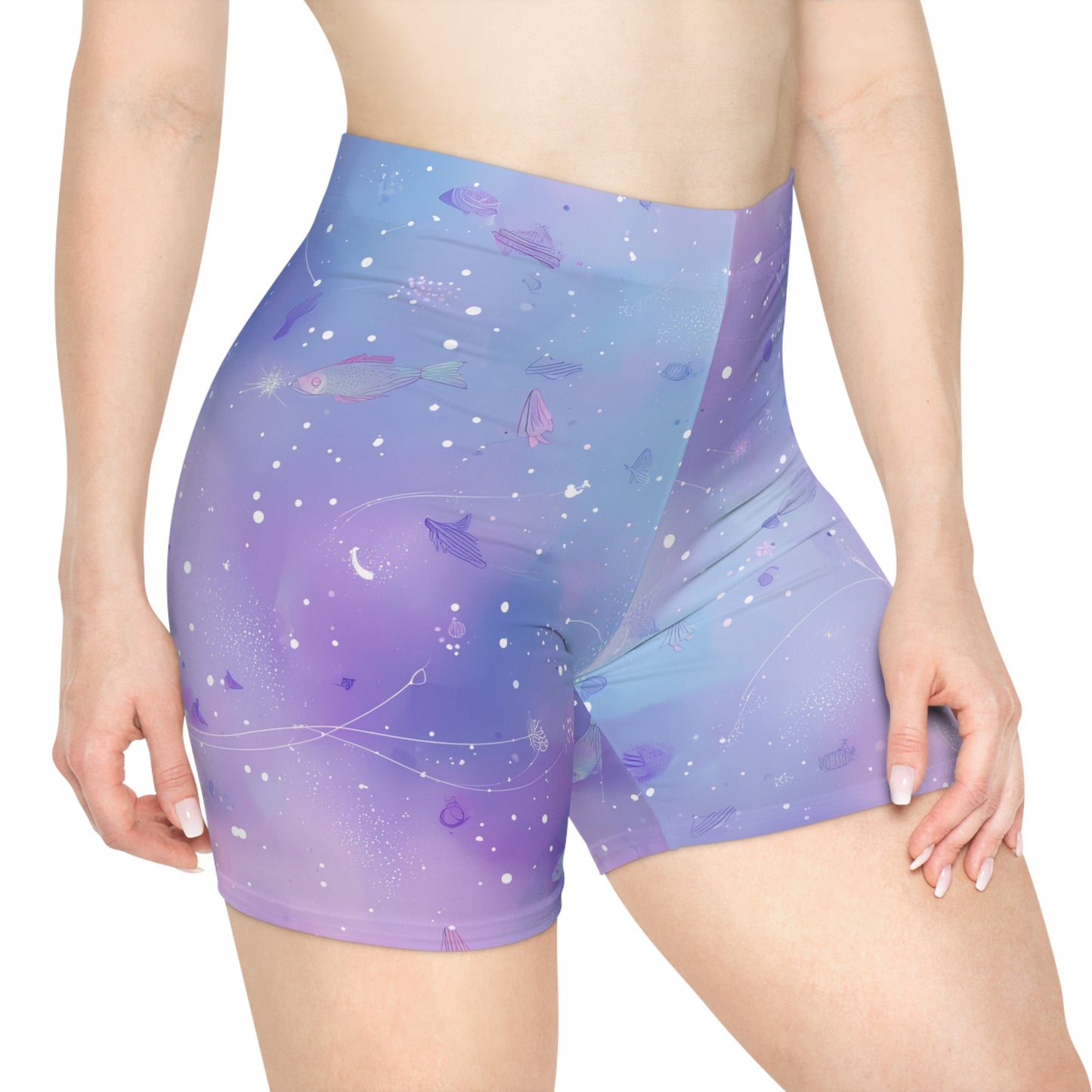 Women's Cosmic Biker Shorts, Comfortable Activewear, Yoga Shorts, Workout Gear, Galaxy-Themed Fashion, Summer Essentials