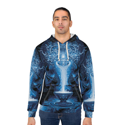 Aquarius Water Bearer Mystical Blue Energy Hoodie - Zodiac Air Element Pullover, Astrology Gift, Celestial Innovation Design