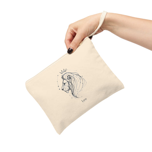 Zipper Pouch with Lion Design - Leo Zodiac Accessory, Astrology Gift, Makeup Bag, Travel Organization, Birthday Present, Cute Coin Purse