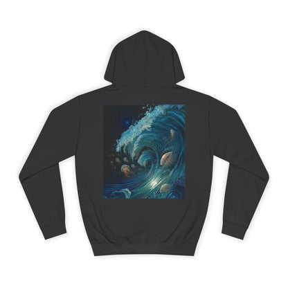 Water Element Cosmic Wave Unisex Hoodie - Elemental Flow Sweatshirt, Aquatic Energy Gift, Celestial Tide Design