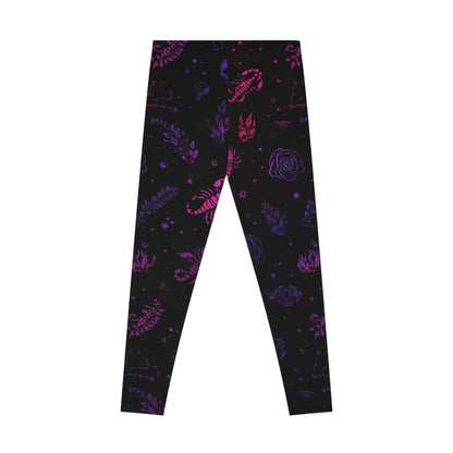 Gothic Floral Stretchy Leggings, Trendy Workout Pants, AOP Leggings for Yoga & Casual Wear, Gift for Her