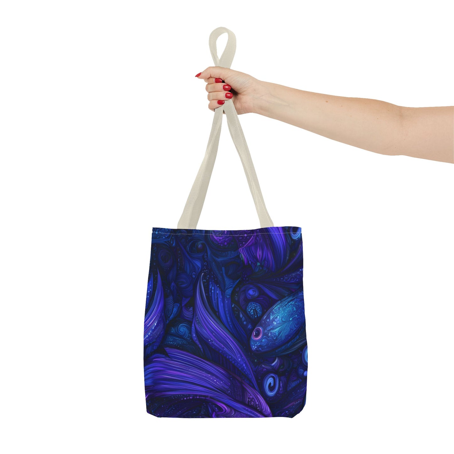 Mystical Fish Tote Bag, Bohemian Shoulder Bag, Eco-Friendly Shopping Bag, Art Lover Gift, Beach Bag, Colorful AOP Bag