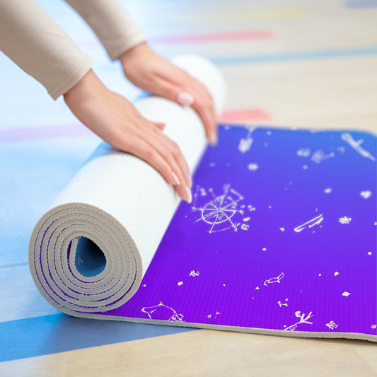 Colorful Foam Yoga Mat with Snowflakes - Blue-Pink Gradient, Fitness Mat, Exercise Mat, Gift for Yogis, Home Workout Decor